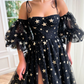A-Line Tulle Black Long Prom Dress, Black Tulle Formal Evening Dress     fg2233