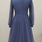 Long Tulle Appliques Full Sleeve Prom Dress High Neck A Line Evening Formal Party Gowns   fg1472