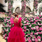Pink tulle prom dresses long evening dress   fg2453