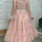 Pink tulle lace short prom dress off shoulder evening dress     fg1497