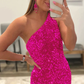 Fuchsia Sequins Mermaid Long Prom Dress     fg1271