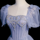 Blue Tulle Long A-Line Prom Dress with Beading  fg2228