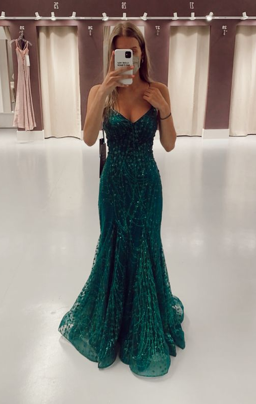 Green Long Mermaid Prom Dresses Formal Evening Gowns      fg3165