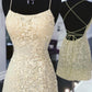 Spaghetti Straps Lace Appliques Homecoming Dress    fg02
