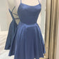 Cute Backless Blue Short Party Dress, Mini Cocktail Dress Homecoming Dresses    fg102