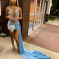 tight blue mini homecoming dress party dress   fg108
