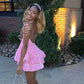 Halter Neckline Short Homecoming Dress Sequins Party Dress New Arrival Party Dress    fg110
