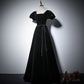 evening dress spring black puff sleeve long birthday dress prom dress      fg132