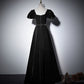 evening dress spring black puff sleeve long birthday dress prom dress      fg132