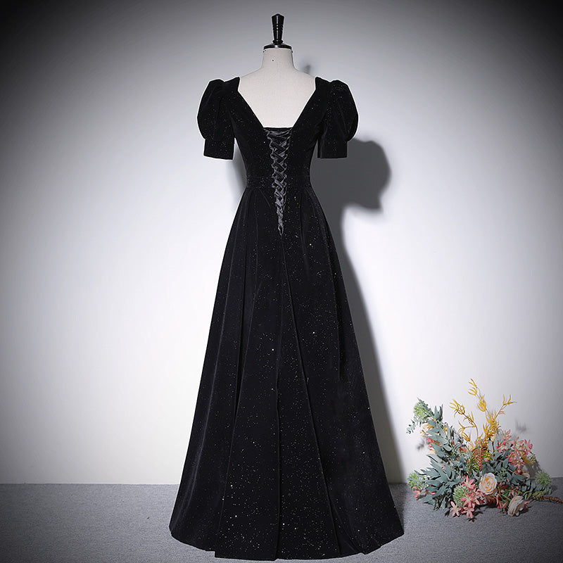 Black evening dress new long velvet prom dress      fg146