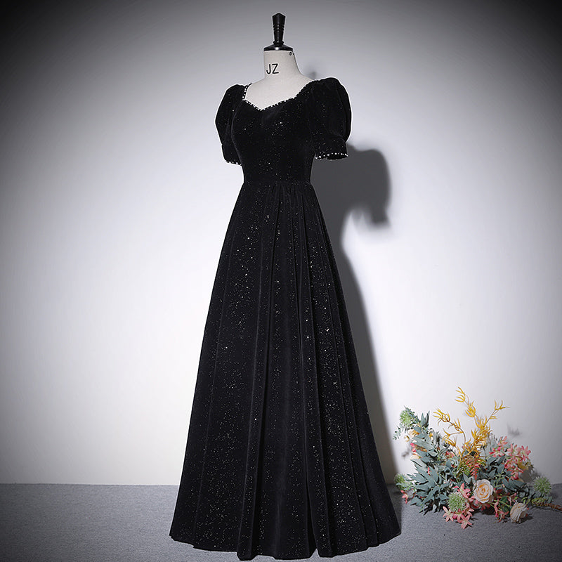 A line black evening dress new prom dress party gowns     fg215