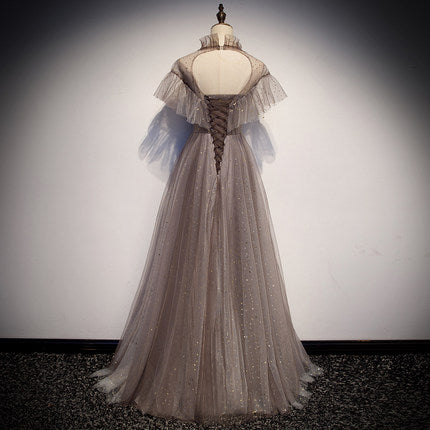 Simple A line Prom Dresses Tulle Evening Dress    fg231