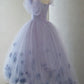 PURPLE TULLE SHORT PROM DRESS A LINE EVENING DRESS     fg235