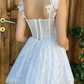 White lace short prom dress homecoming dress        fg262