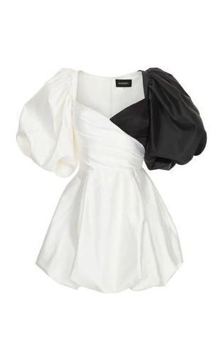 White And Black Puffy Sleeves Short Homecoming Dress        fg288