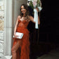 Rust Red Sweetheart High Low Tiered Formal Prom Dress    fg30