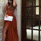 Rust Red Sweetheart High Low Tiered Formal Prom Dress    fg30