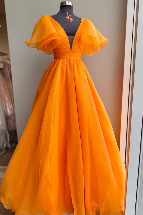 Uniqus Long Prom Dress Orange Formal Dress    fg305
