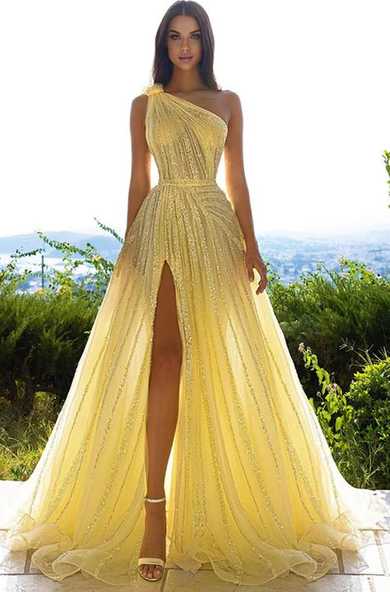 ROBE DE BAL LONGUE À PAILLETTES ET ÉPAULES ÉPAULES SCINTILLANTES, FENDUE, EN LIGNE fg346