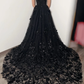 3D floral lace corset dress, alternative bride fantasy tulle train prom gown      fg359