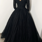 Black romantic wedding dress lace dress with buttons      fg361