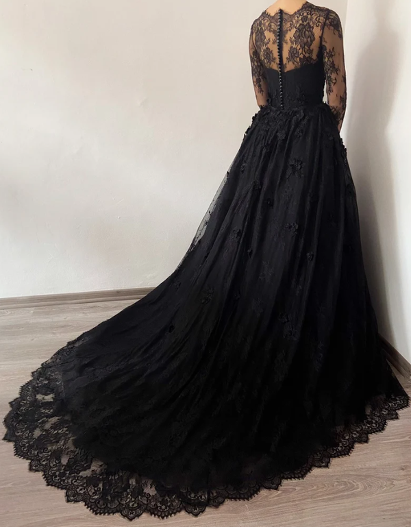 Black wedding dress 3D lace floral tulle dress, Prom Dresses,Formal Ev ... Black wedding dress 3D lace floral tulle dress, Prom Dresses,Formal Ev ...