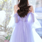 Purple sweetheart neck tulle short prom dress purple homecoming dress     fg375