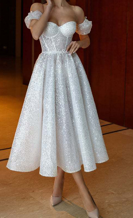 Sequined Bandeau Wedding Dress Prom Dresses       fg415