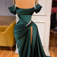 STUNNING OFF-THE-SHOULDER MERMAID PROM DRESS RUFFLES WITH HIGH SPLIT       fg449