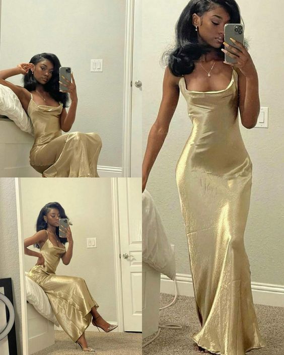 black girl gold backless evening dresses, prom dresses, sexy evening dresses        fg470