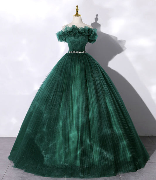 Green tulle long ball gown dress formal dress     fg490