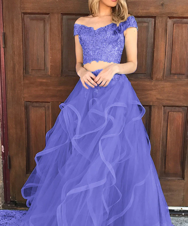 Crop Top Two Piece Prom Dress For Teens Graduation Formal Gown       fg499