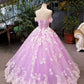 New Arrival Floral Wedding Dresses A-Line Floor Length Lace Up Off The Shoulder Ball Gown With Beads And Appliques     fg513