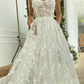 Lace See-Through Underwired White Color Wedding Dress Maxi Dress     fg602