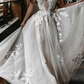 Embroidered Lace Bandeau Wedding Dress Maxi Dress     fg603