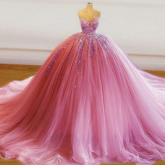 Sexy Pink Prom Dress, Ball Gown Sweet 16 Dresses, Party Gowns      fg903