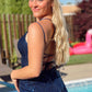 Navy Blue Sequin V-Neck Lace-Up Short Homecoming Dress       fg915