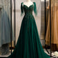 Emerald Green Spaghetti Straps Prom Dress Shinny Prom Dress        fg950
