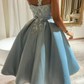 Cute satin lace short prom dress one shoulder evening dress    fg963